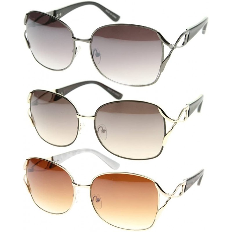 Rectangular Urban Fashion Rectangular Aviator Wired Sunglasses (SET OF 3) - CT18754HS6I $23.20