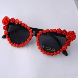 Oversized Cat Eye Sunglasses Women Sexy Rose Flower Baroque Sun Glasses Ladies Retro Vintage Shades Beach Eyewear Uv400 - C41...