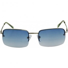 Rectangular Minimalist Medium Rectangular Sunglasses Clear Eyewear Spring Hinge - Silver/Blue - CR195MTDQ5M $12.82