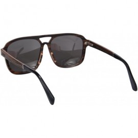 Aviator Wood Sunglasses Oversied Polarized Sunglasses Outside Activities Men's Summer Eyewear-SG73002 - Ebony- Silver - C318D...