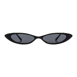 Cat Eye Retro Slim Cat Eye Color Frame Sunglasses - Black-smoke - CW18Q255Y6K $12.09