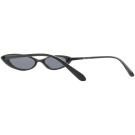 Cat Eye Retro Slim Cat Eye Color Frame Sunglasses - Black-smoke - CW18Q255Y6K $12.09