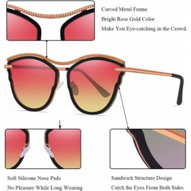 Butterfly Cat Eye Sunglasses for Women Butterfly Shape Frame with Gradient Color UV400 Lenses - Rose Gold-pink Yellow - C518E...