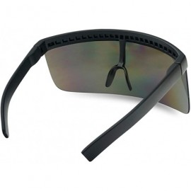 Goggle Huge Oversize Futuristic Flat Top Single Shield Mono Mirrored Iconic Visor Sunglasses - C4197S6TKHR $15.06