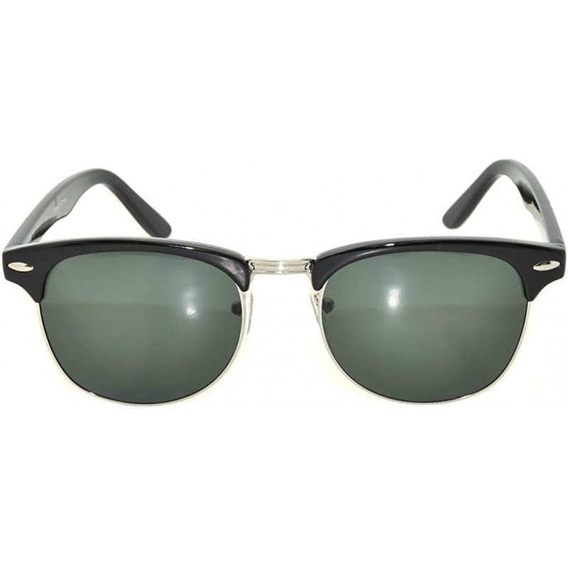 Rimless Retro Classic Sunglasses Metal Half Frame Colorful Lens Uv Protection - 1 Black-silver Green - C511QDE0JE1 $10.01