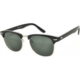 Rimless Retro Classic Sunglasses Metal Half Frame Colorful Lens Uv Protection - 1 Black-silver Green - C511QDE0JE1 $10.01