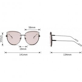 Cat Eye Men's and women's fashion retro cat's eye iron frame sunglasses sunglasses prom mirror party travel - Silver - CN18T4...