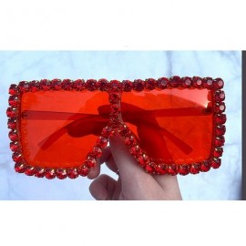 Oversized Sunglasses Women Oversized Square Crystal Brand Designer - L - C3199O84K93 $12.63