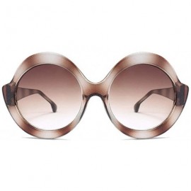 Round New round big box fashion street beat tide ladies retro UV400 protective sunglasses - Brown - CN18LK8WQYD $10.84