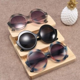 Round New round big box fashion street beat tide ladies retro UV400 protective sunglasses - Brown - CN18LK8WQYD $10.84