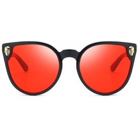 Oversized Rimless Skull Design Cat Eye Sunglasses UV400 Protection - C5 black Frame + Red Mirror Lens - CU17YGQZ3LZ $16.17