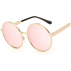 Oversized 2019 Round Sunglasses Women Brand Designer Metal Female Pink Mirror Sun 4 - 3 - C018YQU49EL $12.04