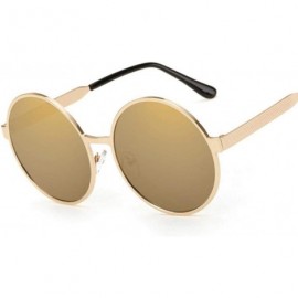 Oversized 2019 Round Sunglasses Women Brand Designer Metal Female Pink Mirror Sun 4 - 3 - C018YQU49EL $12.04