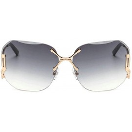 Rimless Rimless Oversized Vintage Retro Style Eye Glasses Sunglasses - Gold-brown - CE182HYL2O0 $14.33