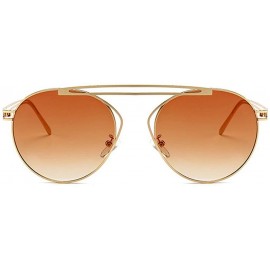 Oval Small Oval Vintage Sun Glasses Retro Punk Metal Frame Color Tinted Shades - Brown - CT18LNXDKLC $11.70