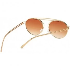 Oval Small Oval Vintage Sun Glasses Retro Punk Metal Frame Color Tinted Shades - Brown - CT18LNXDKLC $11.70