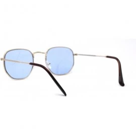 Square Mens Hippie Groovy Pop Color Lens Metal Rim Rectangular Sunglasses - Gold Blue - CV193MSZ3W4 $8.03