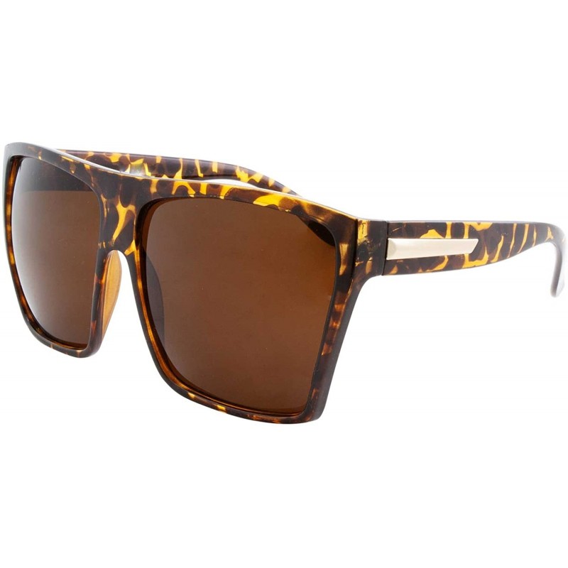 Oversized Large Retro Style Square Oversize Flat Top Sunglasses Shades - Tortoise - CH18E55QT4A $7.99