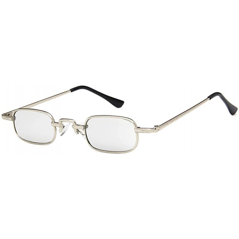 Rectangular Unisex Sunglasses Fashion Silver White Drive Holiday Rectangle Non-Polarized UV400 - CM18RLIYSAW $8.77