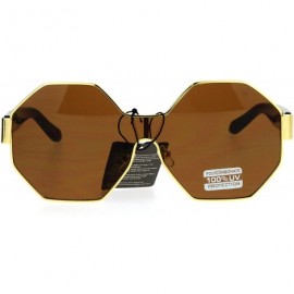 Shield Octagonal Shield Robotic Large Futuristic Fashion Sunglasses - Gold Brown - CL12O6C2PHJ $15.07