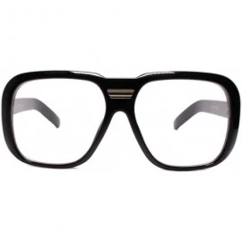 Square Classic Retro Hip Hop Style Clear Lens Eye Glasses - Black - CH18W8DKTQC $9.13