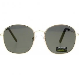 Round Vintage Fashion Sunglasses Womens Square Round Metal Frame UV 400 - Gold (Black/Brown Mirror) - CK18ILO49ED $13.04