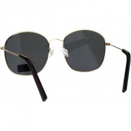 Round Vintage Fashion Sunglasses Womens Square Round Metal Frame UV 400 - Gold (Black/Brown Mirror) - CK18ILO49ED $13.04