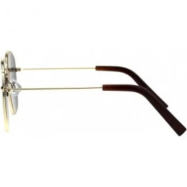 Round Vintage Fashion Sunglasses Womens Square Round Metal Frame UV 400 - Gold (Black/Brown Mirror) - CK18ILO49ED $13.04