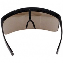 Shield Oversize Shield Visor Sunglasses Flat Top Mirrored Mono Lens 170mm - Black Frame Gold Lens - C318RW7XOQG $14.09