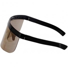 Shield Oversize Shield Visor Sunglasses Flat Top Mirrored Mono Lens 170mm - Black Frame Gold Lens - C318RW7XOQG $14.09