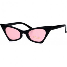 Rectangular Womens Hippie Color Lens Black Plastic Goth Cat Eye Sunglasses - Pink - CA18H0R74X6 $8.76