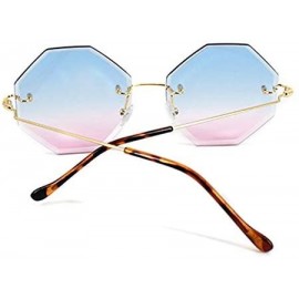 Round Women Hipster Polygon Sunglasses UV400 Metal Frame Eyewear - ue - CQ19C4D59YU $14.75