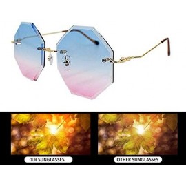 Round Women Hipster Polygon Sunglasses UV400 Metal Frame Eyewear - ue - CQ19C4D59YU $14.75