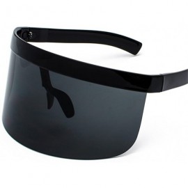 Oversized Men Women Oversize Shield Visor Sunglasses Flat Top Mirrored Mono Lens - Black - CX18G842Q03 $19.50