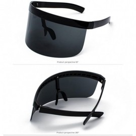 Oversized Men Women Oversize Shield Visor Sunglasses Flat Top Mirrored Mono Lens - Black - CX18G842Q03 $19.50