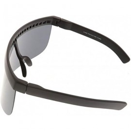 Oversized Men Women Oversize Shield Visor Sunglasses Flat Top Mirrored Mono Lens - Black - CX18G842Q03 $19.50