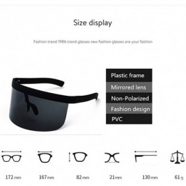 Oversized Men Women Oversize Shield Visor Sunglasses Flat Top Mirrored Mono Lens - Black - CX18G842Q03 $19.50