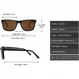 Rectangular Classic decent outdoor eyewear with UV protective polarized lens acetate sunglasses - Havana - C41966EOTL7 $17.23