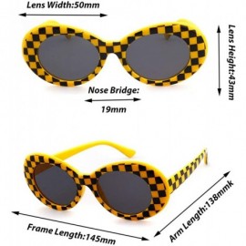 Oversized Retro Clout Goggles Oval Sunglasses Mod Thick Frame Kurt Cobain - Yellow Checkered - CQ1893NEZDN $7.83