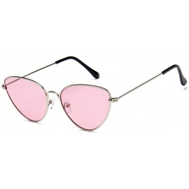 Semi-rimless Trendy Tinted Color Vintage Shaped Sun glasses Shaped Ocean Cat Eye Sunglasses Women - C6 - CV18TCAX9TS $8.71