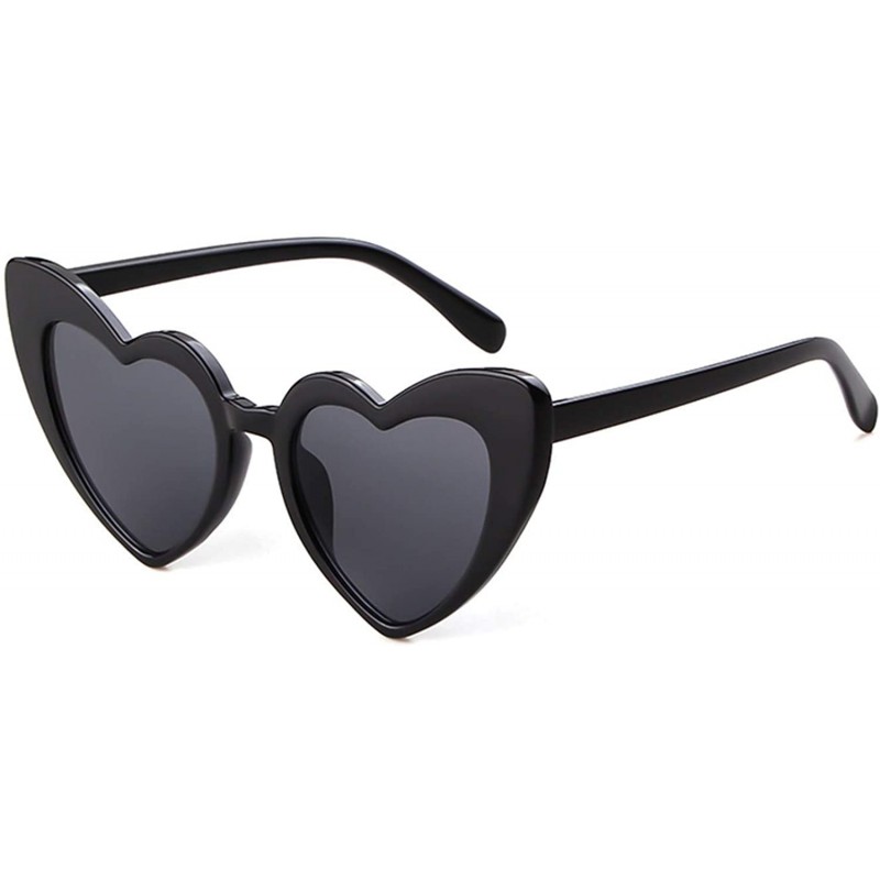 Goggle Vintage Heart Shape Sunglasses for Women - Clout Goggles Retro Love UV400 Eye Glasses Kurt Cobain - Black Grey - CA18I...