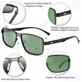 Square Men's Retro TR90 Ultra Light Square Frame Driving Polarized Sunglasses B2531 - Black- Dark Green - CO18AORK3S8 $14.19