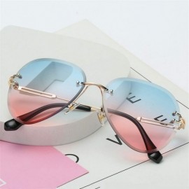 Semi-rimless RimlSunglasses Women Sun Glasses Gradient Shades Cutting Lens FramelMetal Eyeglasses UV400 - Pink - C3197Y79Z6S ...