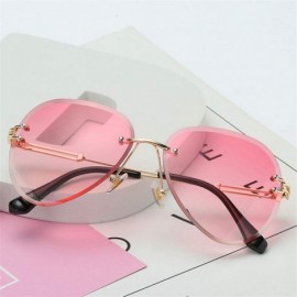 Semi-rimless RimlSunglasses Women Sun Glasses Gradient Shades Cutting Lens FramelMetal Eyeglasses UV400 - Pink - C3197Y79Z6S ...