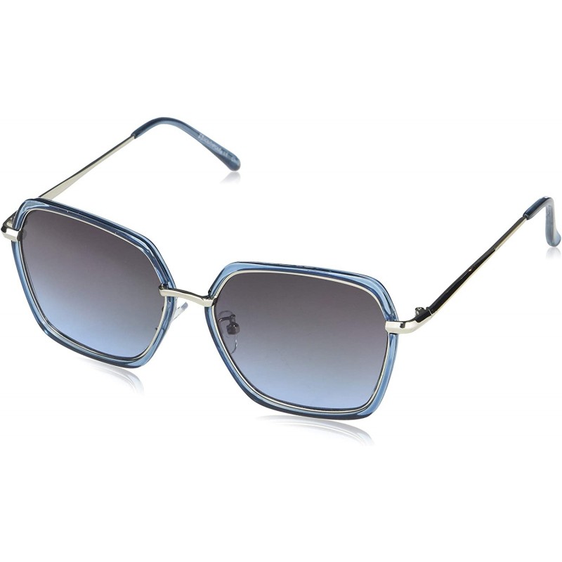 Rectangular Women's 1050SP Hexagon-Shaped Combo Metal Sunglasses with 100% UV Protection - 55 mm - Blue - CY193YZ8Z75 $30.19