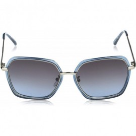 Rectangular Women's 1050SP Hexagon-Shaped Combo Metal Sunglasses with 100% UV Protection - 55 mm - Blue - CY193YZ8Z75 $30.19