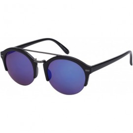 Semi-rimless Half Frame P3 Sunglasses with Color Mirrored Lens 541010-REV - Black/Blue Revo - CX12DG7IFON $13.13