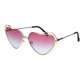 Oversized Heart Shape Sunglasses Oversized Double Metal Frame Gradient Color Lens - Gold (Pink Blue) - CA18S06Q4GC $11.01