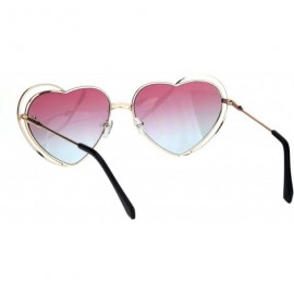 Oversized Heart Shape Sunglasses Oversized Double Metal Frame Gradient Color Lens - Gold (Pink Blue) - CA18S06Q4GC $11.01