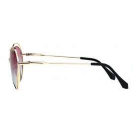 Oversized Heart Shape Sunglasses Oversized Double Metal Frame Gradient Color Lens - Gold (Pink Blue) - CA18S06Q4GC $11.01